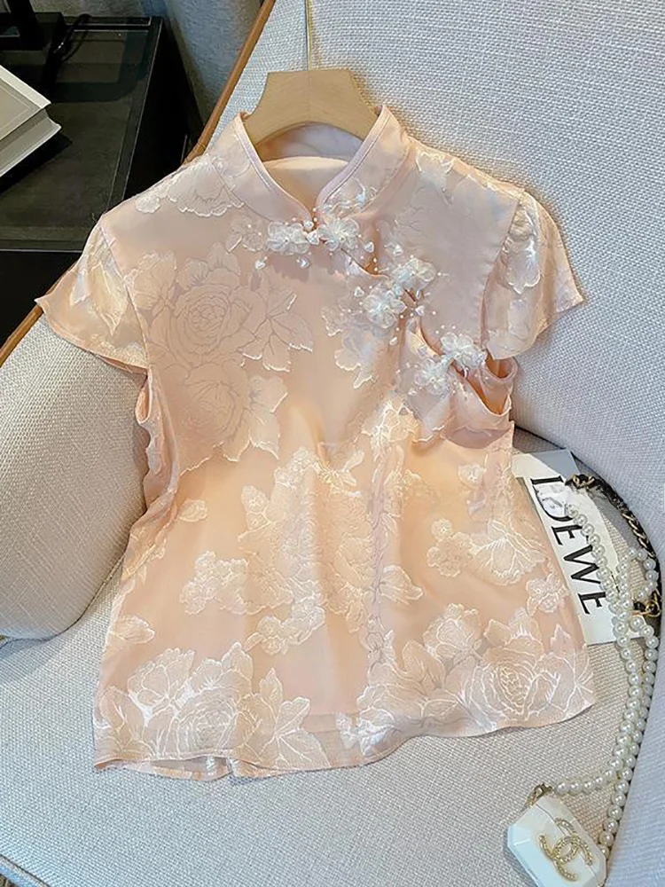Loose plus Size Women's Short Sleeve Shirt Stand Collar Button up Top Korean Style Commute Fashion Summer Thin Polyester
Loose plus Size Women's Short Sleeve Shirt Stand Collar Button up Top Korean Style Commute Fashion Summer Thin Polyester