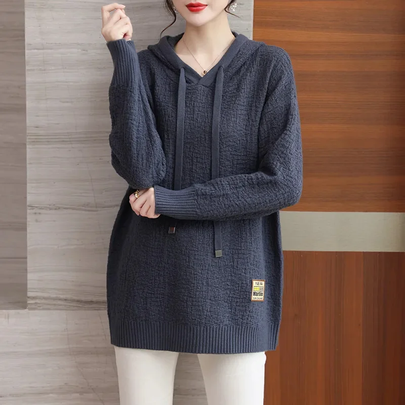 Large Size Women Sweaters Korean Fashion Loose Pullovers Female Hooded Versatile Knitted Sweater Femme Top 5XL
Large Size Women Sweaters Korean Fashion Loose Pullovers Female Hooded Versatile Knitted Sweater Femme Top 5XL