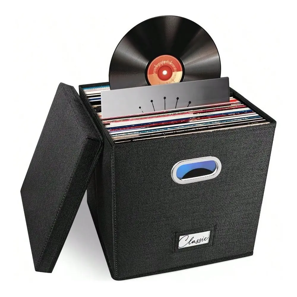 Vinyl Record Storage Box For 50 Single LPs 12Inch Stackable Albums Linen Crate With Lid Collapsible Play Music Collection Holde
Vinyl Record Storage Box For 50 Single LPs 12Inch Stackable Albums Linen Crate With Lid Collapsible Play Music Collection Holde