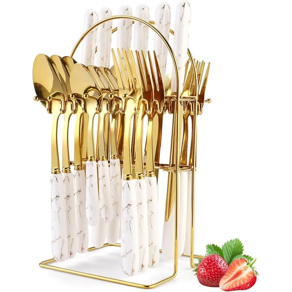 24PCS Special Western Cutlery Set Steak Flatware Stainless Steel Knive Fork Spoon Stylish Versatile Tableware with Storage Rack
24PCS Special Western Cutlery Set Steak Flatware Stainless Steel Knive Fork Spoon Stylish Versatile Tableware with Storage Rack