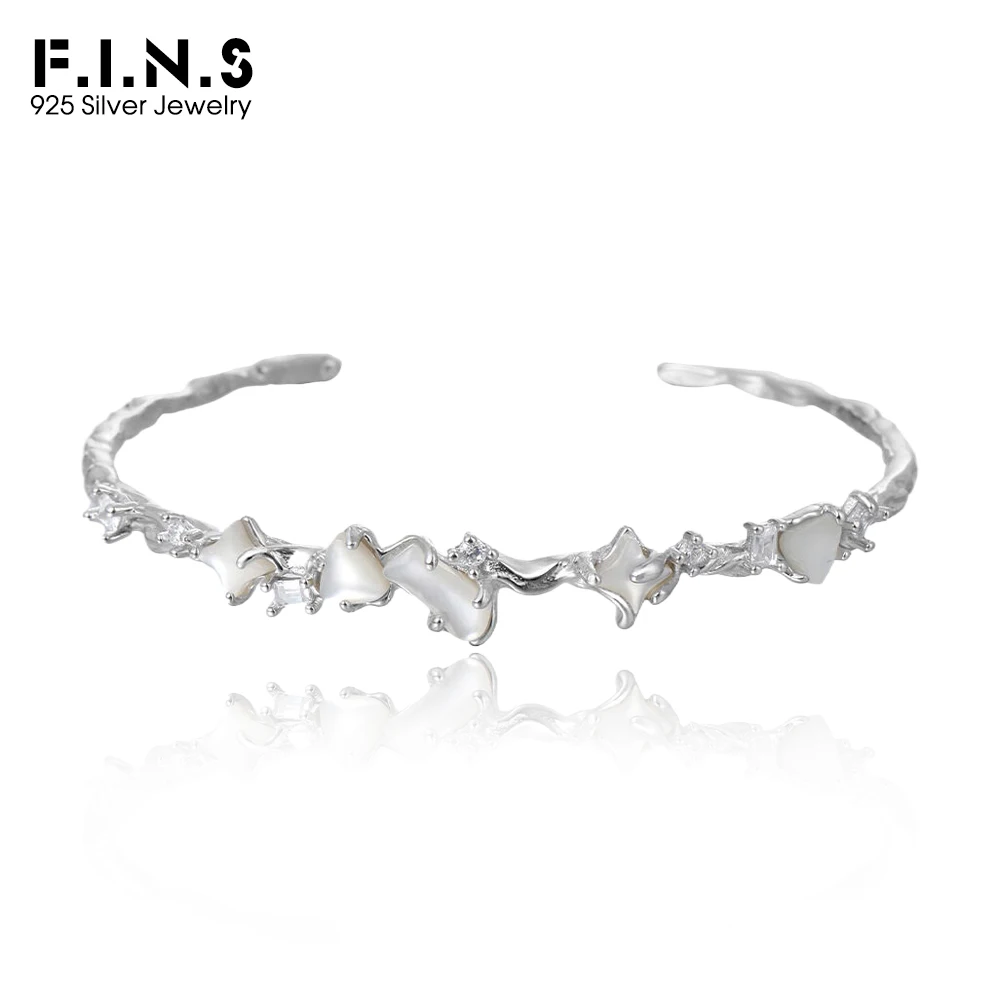 F.I.N.S Original S925 Sterling Silver Zircon Bracelet Geometric White Shell Open Bangle Cuff Hand Fashion Fine Jewelry Gifts
F.I.N.S Original S925 Sterling Silver Zircon Bracelet Geometric White Shell Open Bangle Cuff Hand Fashion Fine Jewelry Gifts