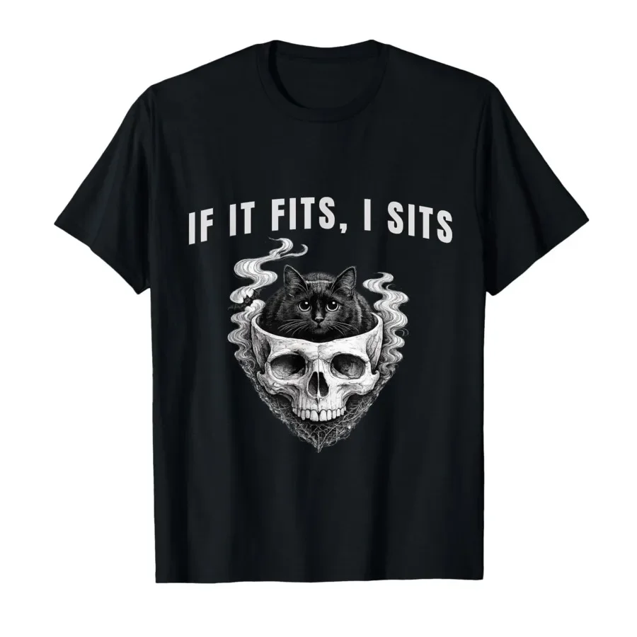 If It Fits, I Sits Black Cat Skull Spooky Minimalist T-shirt For Men Women 100% Cotton T Shirts Short Sleeve Tops 0413-3
If It Fits, I Sits Black Cat Skull Spooky Minimalist T-shirt For Men Women 100% Cotton T Shirts Short Sleeve Tops 0413-3
