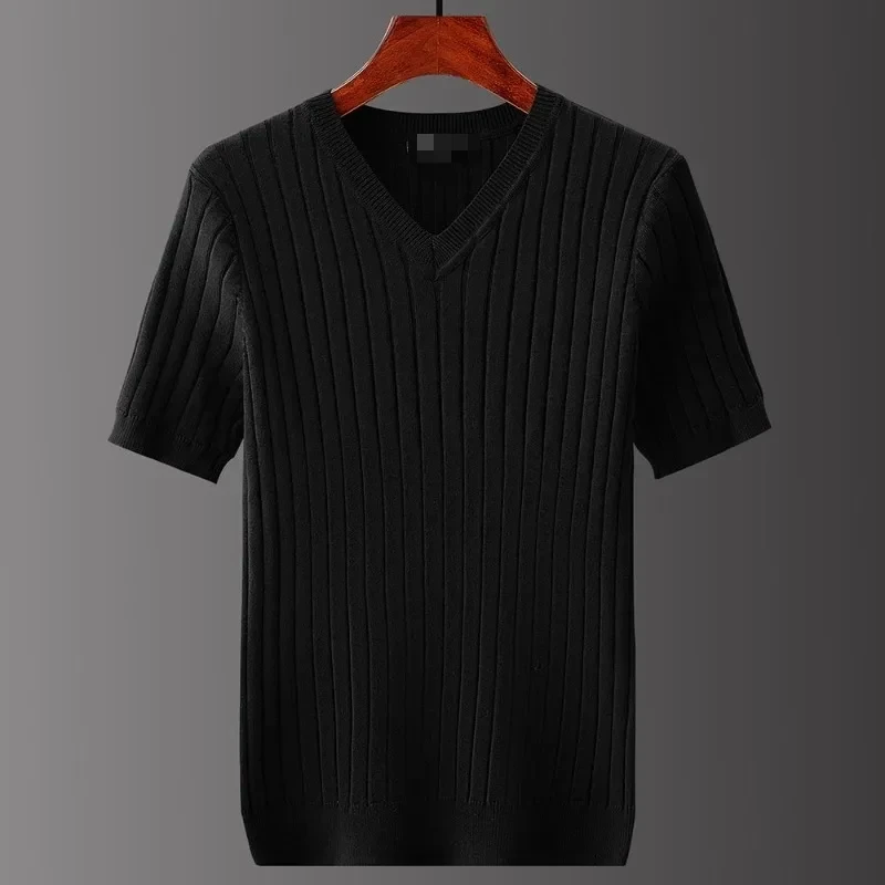 Men's Short Sleeve T-shirts V-neck Casual Striped Tops All-match Solid Color Pullover Soft Slim Fit Breathable T Shirt E6124
Men's Short Sleeve T-shirts V-neck Casual Striped Tops All-match Solid Color Pullover Soft Slim Fit Breathable T Shirt E6124