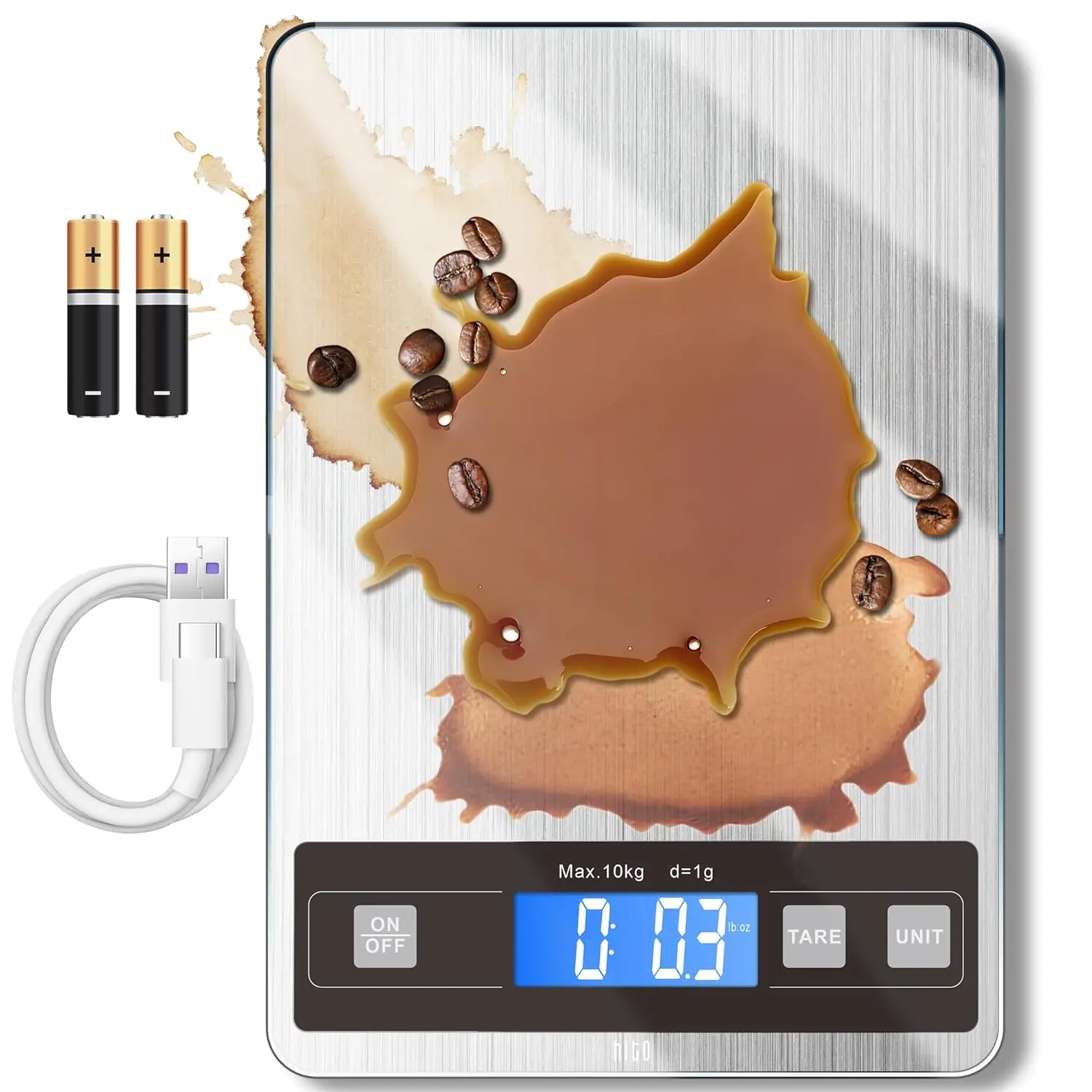 22lb Food Scale, 1g/0.1oz Precision, Dual Charging, Waterproof LCD, Stainless Steel & Tempered Glass
22lb Food Scale, 1g/0.1oz Precision, Dual Charging, Waterproof LCD, Stainless Steel & Tempered Glass