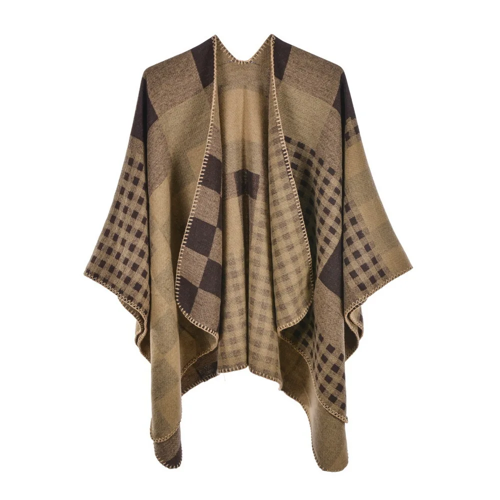 Autumn Winter Plaid Women's Knitted Shawl Double-sided Split Shawl Fashion Street Poncho Lady Capes Coffee Cloaks
Autumn Winter Plaid Women's Knitted Shawl Double-sided Split Shawl Fashion Street Poncho Lady Capes Coffee Cloaks