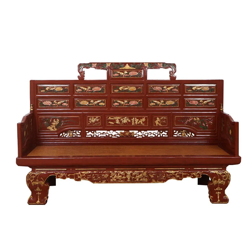 Elm Arhat bed all solid wood Chinese classical sofa living room mid-sized carved bed
Elm Arhat bed all solid wood Chinese classical sofa living room mid-sized carved bed