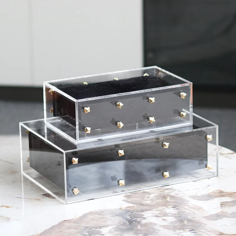 Acrylic Riveted Jewelry Storage Box Double-deck Desktop Storage Container Rectangular Storage Tank Home Decoration Accessories
Acrylic Riveted Jewelry Storage Box Double-deck Desktop Storage Container Rectangular Storage Tank Home Decoration Accessories