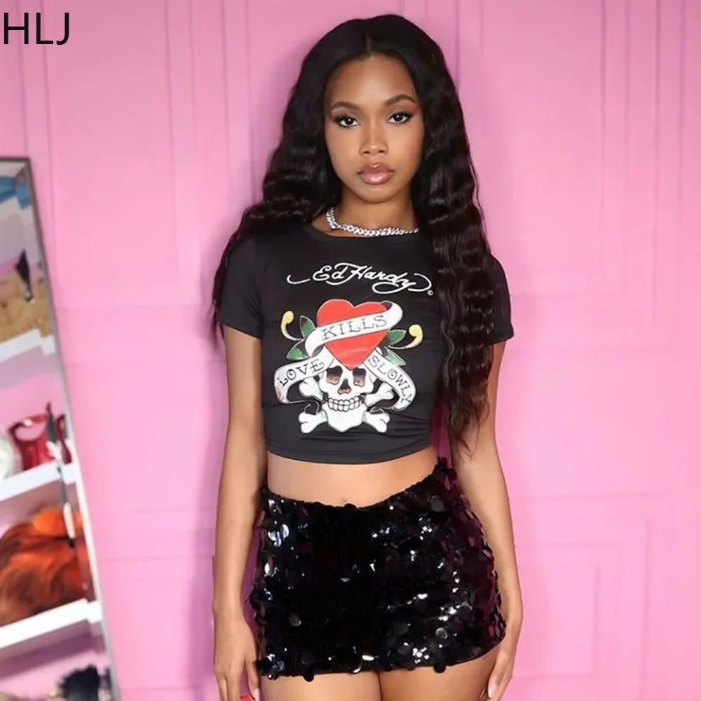 HLJ 2024 Trendy Letter Print T-shirt Women Streetwear Aesthetic Crop Top Short Sleeve Black Slim Casual Y2k Clothes E-girls 2024
HLJ 2024 Trendy Letter Print T-shirt Women Streetwear Aesthetic Crop Top Short Sleeve Black Slim Casual Y2k Clothes E-girls 2024