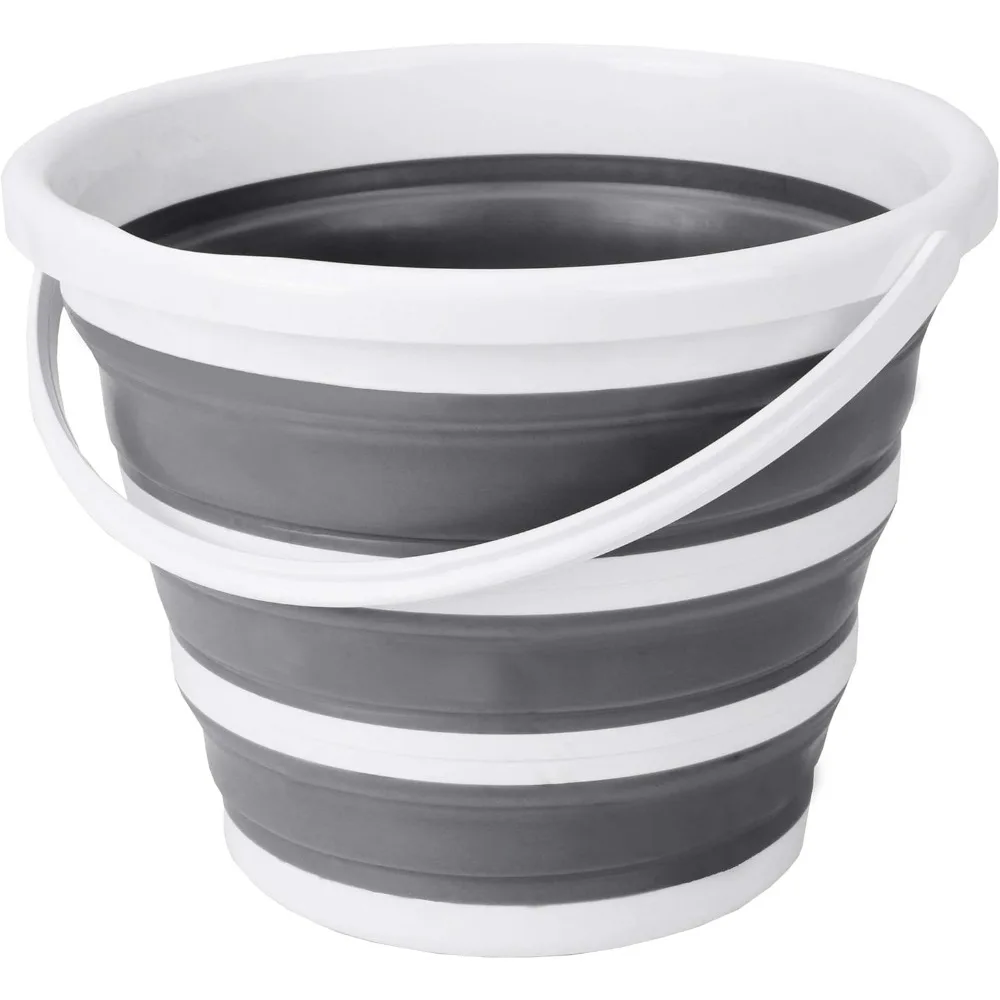 Indoor and Outdoor Collapsible Bucket with Handle, 10 Liters, 2.6 Gallons, Gray and White
Indoor and Outdoor Collapsible Bucket with Handle, 10 Liters, 2.6 Gallons, Gray and White