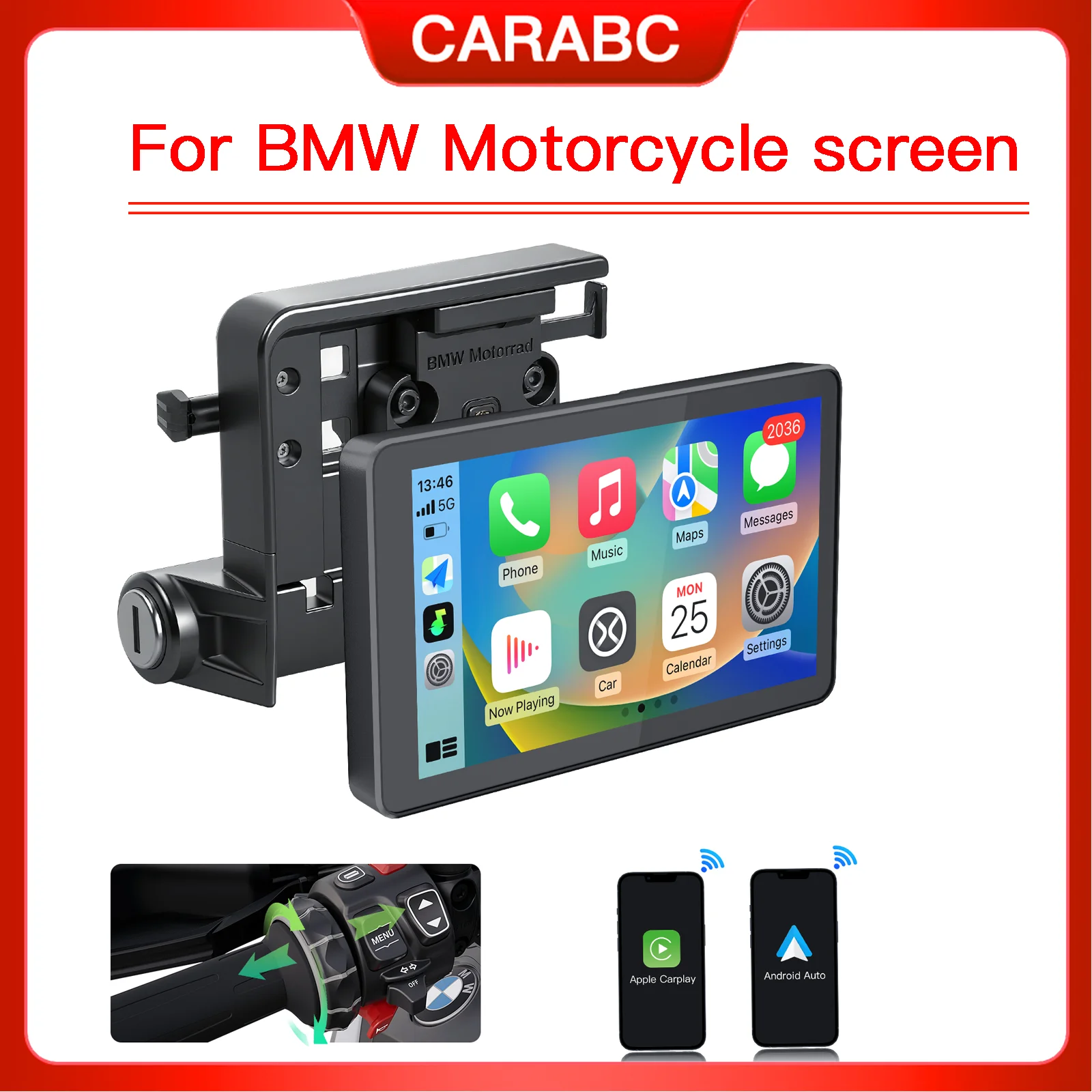 6" Wireless CarPlay Screen For BMW R1200GS R1250GS R1300GS S1000XR Motorcycle Android Auto Portable Digital Dashboard Navigation
6" Wireless CarPlay Screen For BMW R1200GS R1250GS R1300GS S1000XR Motorcycle Android Auto Portable Digital Dashboard Navigation