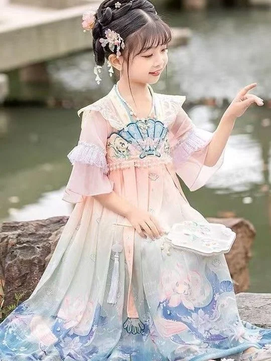 Летнее платье Hanfu для девочек, детская юбка принцессы в иностранном китайском стиле, летняя одежда
Летнее платье Hanfu для девочек, детская юбка принцессы в иностранном китайском стиле, летняя одежда