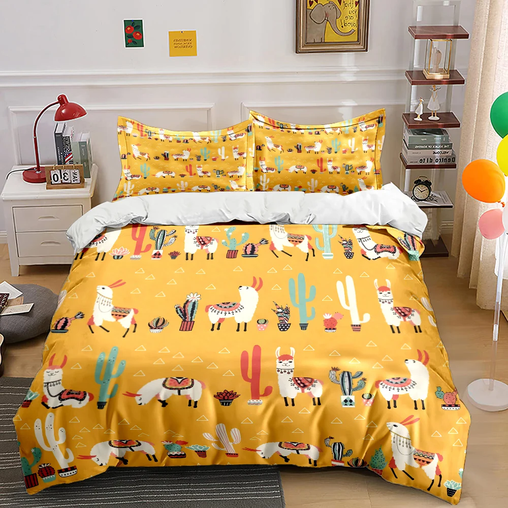 Colorful cartoon llamas and cacti pattern Bedding Set 1 Duvet Cover 2 Pillowcases for Adult and Children Luxury Gift Full Size
Colorful cartoon llamas and cacti pattern Bedding Set 1 Duvet Cover 2 Pillowcases for Adult and Children Luxury Gift Full Size
