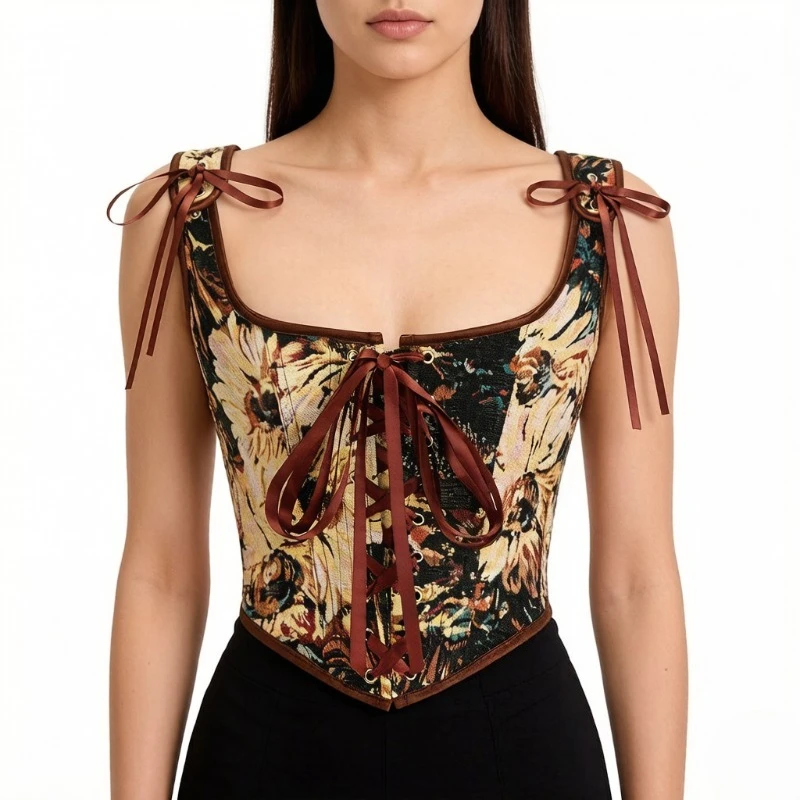 Retro Dark Floral Corset Top Women Adjustable Strap Square Neck Lace Up Waist Trainer Casual Party Shaper
Retro Dark Floral Corset Top Women Adjustable Strap Square Neck Lace Up Waist Trainer Casual Party Shaper