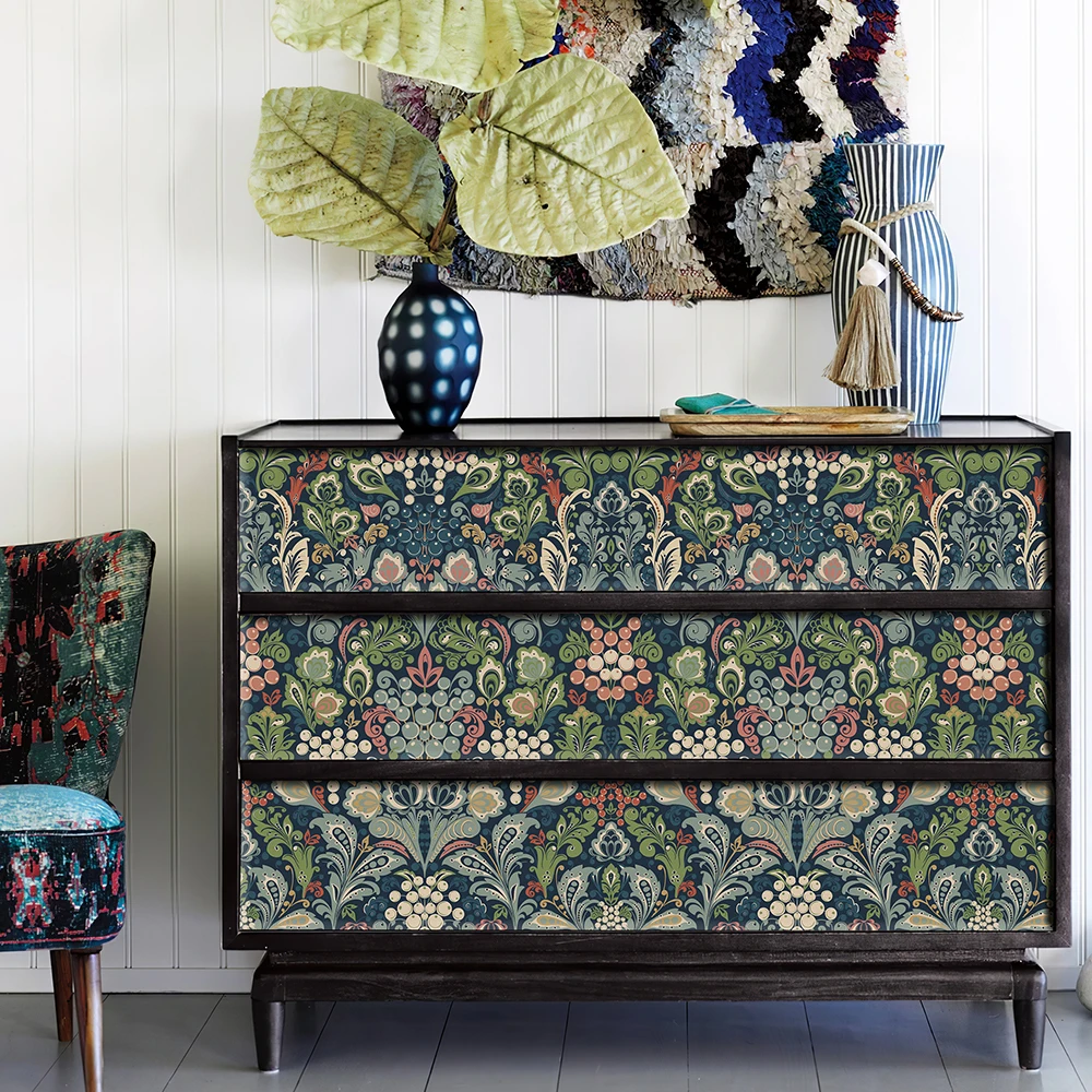 17.3"X472.4" Retro Boho Peel And Stick Floral Wallpaper Classic Waterproof Cabinet Stickers For Living Room Office Kitchen
17.3"X472.4" Retro Boho Peel And Stick Floral Wallpaper Classic Waterproof Cabinet Stickers For Living Room Office Kitchen