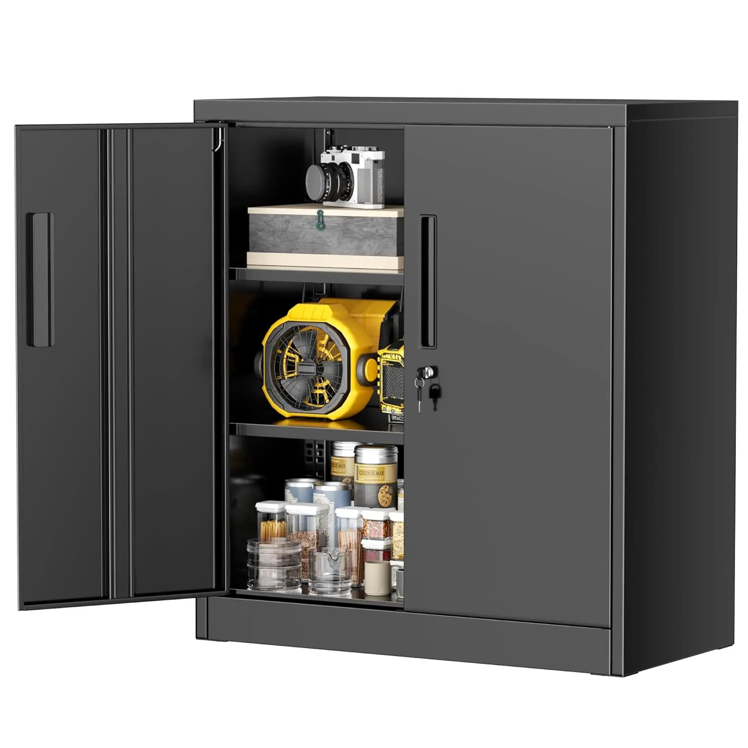 Metal Cabinet, 36" Locking Storage File Cabinet with Doors and Shelves for Office,Home,Gym,School,Kitchen(Black), Customized
Metal Cabinet, 36" Locking Storage File Cabinet with Doors and Shelves for Office,Home,Gym,School,Kitchen(Black), Customized