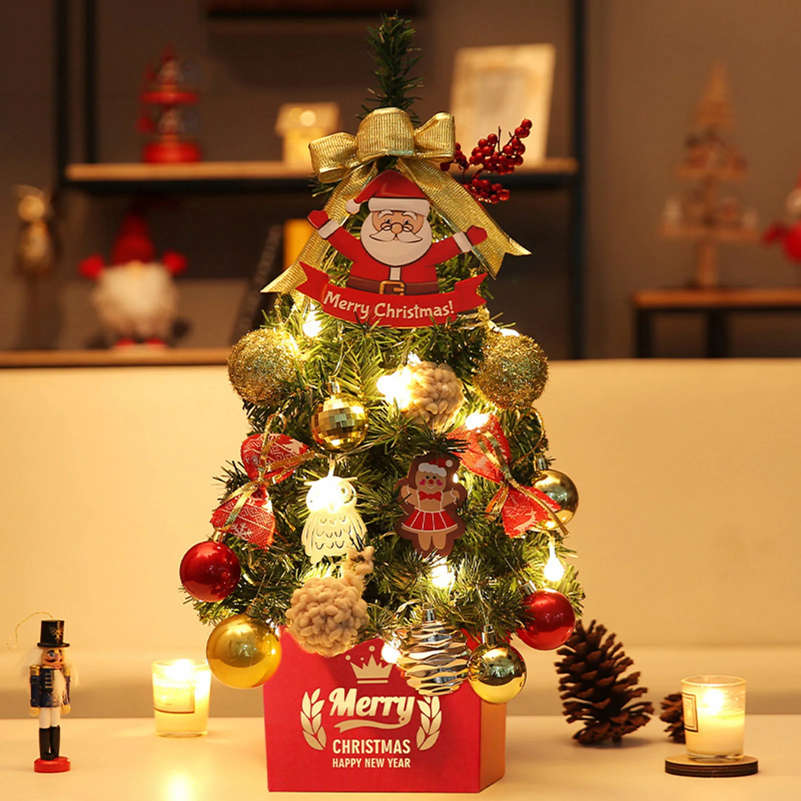 45cm Desktop Christmas Tree Ornament Exquisite Artificial Simulated Luminous Tree Figurine 2025 Xmas Thanksgiving Party Decors 
45cm Desktop Christmas Tree Ornament Exquisite Artificial Simulated Luminous Tree Figurine 2025 Xmas Thanksgiving Party Decors