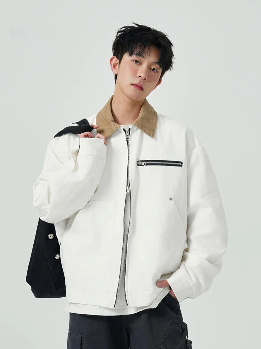 Retro Collar Patchwork ort Workwear Jaet Men Spring Autumn Waed Detroit Top Barn Sle Coat Loose Fit Multi ket Cotton
Retro Collar Patchwork ort Workwear Jaet Men Spring Autumn Waed Detroit Top Barn Sle Coat Loose Fit Multi ket Cotton