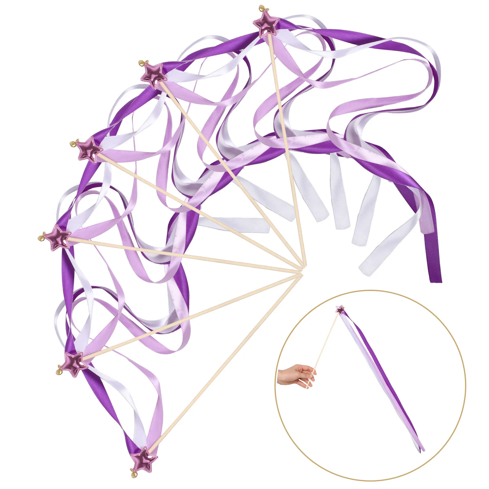 24Pcs Glitter Star Fairy Wands with Silky Purple Ribbons Enchanting Wedding Party Ribbon Dancer Wand for Kids Celebrations
24Pcs Glitter Star Fairy Wands with Silky Purple Ribbons Enchanting Wedding Party Ribbon Dancer Wand for Kids Celebrations