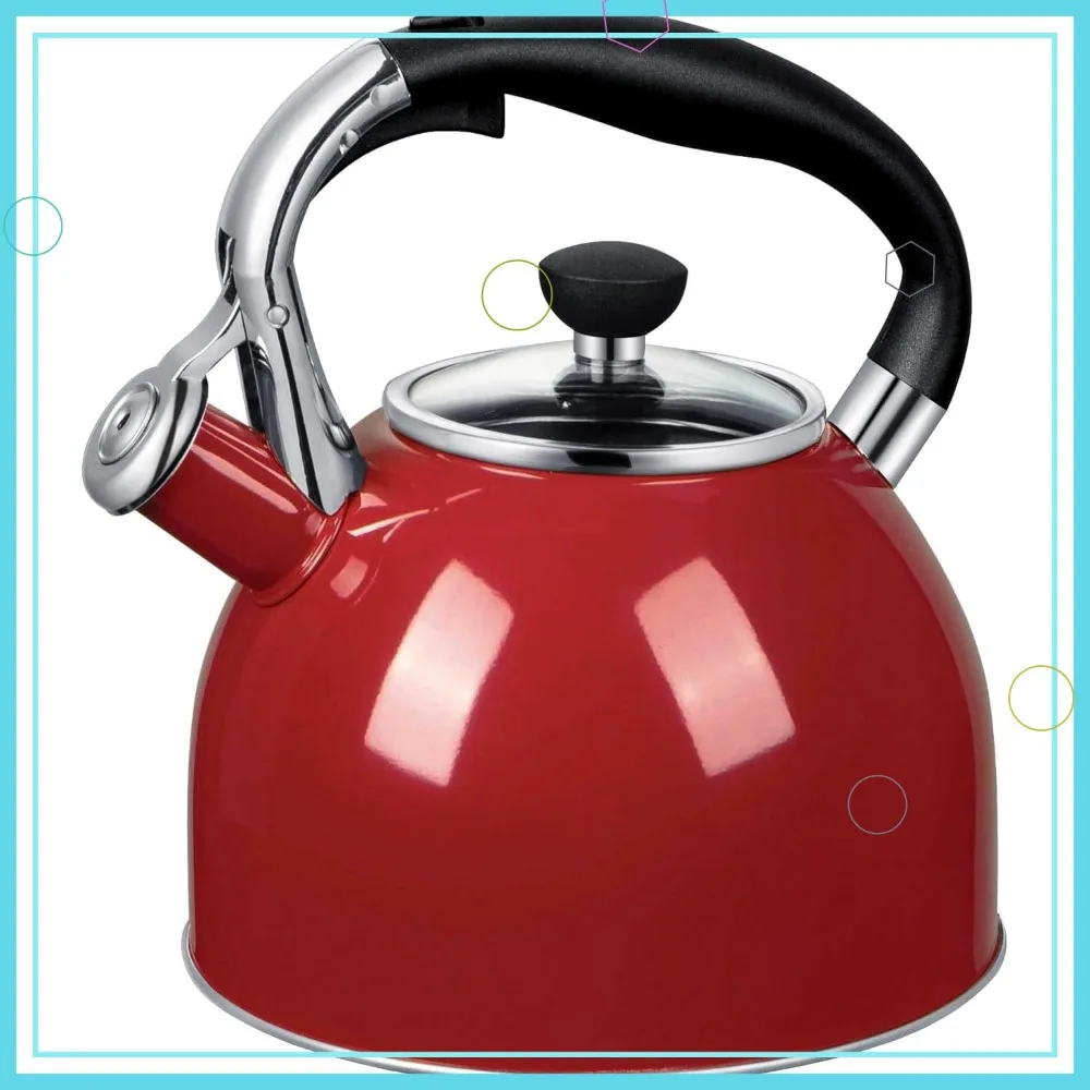 2.5 Quart Stainless Steel Whistling Tea Kettle with Glass Lid & Capsule Bottom - Red
2.5 Quart Stainless Steel Whistling Tea Kettle with Glass Lid & Capsule Bottom - Red