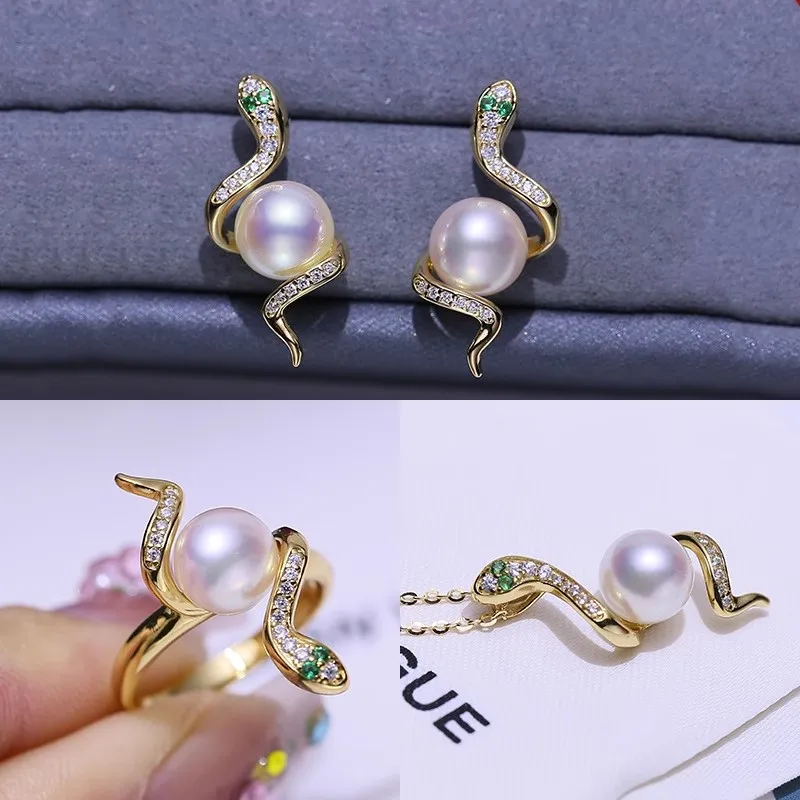 MeiBaPJ Real 925 Sterling Silver Snake Natural Nearround Pearls Jewelry Set Ring Earrings Pendant Fine Wedding for Women
MeiBaPJ Real 925 Sterling Silver Snake Natural Nearround Pearls Jewelry Set Ring Earrings Pendant Fine Wedding for Women