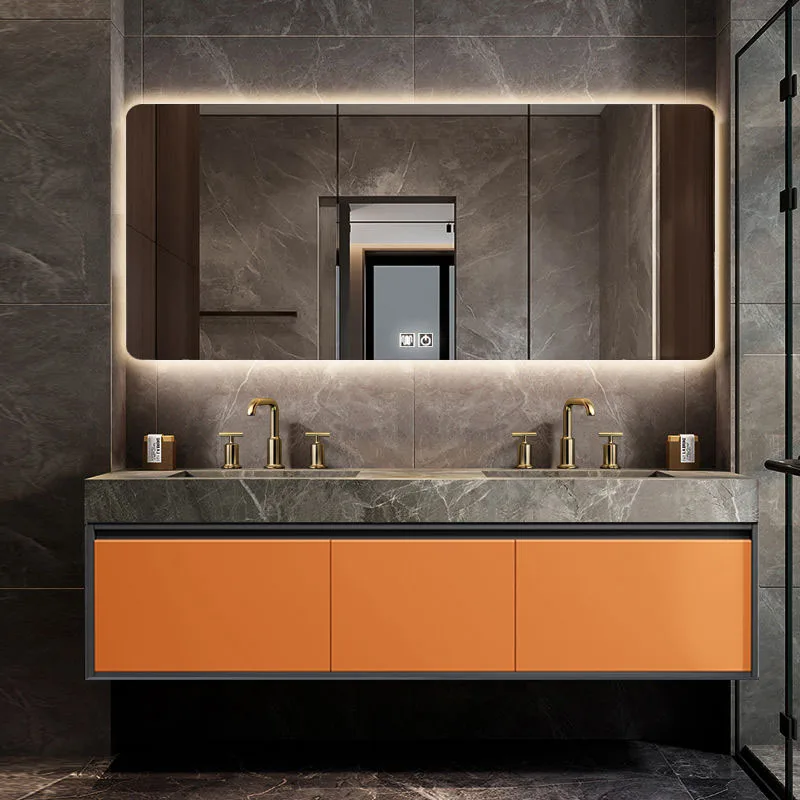 Light luxury rock board, simple and modern dual basin bathroom cabinet, oak baking paint combination, bathroom sink, wash hands
Light luxury rock board, simple and modern dual basin bathroom cabinet, oak baking paint combination, bathroom sink, wash hands