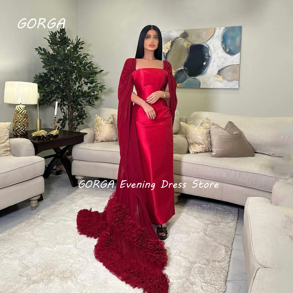 GORGA Red Square Collar Formal Evening Floor-Length Chiffon Long Sleeve Satin Occasion Dresses Simple Elegant Party Dresses
GORGA Red Square Collar Formal Evening Floor-Length Chiffon Long Sleeve Satin Occasion Dresses Simple Elegant Party Dresses