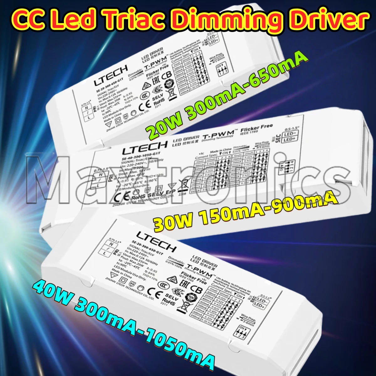 Драйвер для светодиодов с диммированием Triac 20W/30W/40W CC, 300-650мА / 150-900мА / 300-1050мА, трансформатор освещения LTECH с управлением по фронту/концу волны
Драйвер для светодиодов с диммированием Triac 20W/30W/40W CC, 300-650мА / 150-900мА / 300-1050мА, трансформатор освещения LTECH с управлением по фронту/концу волны