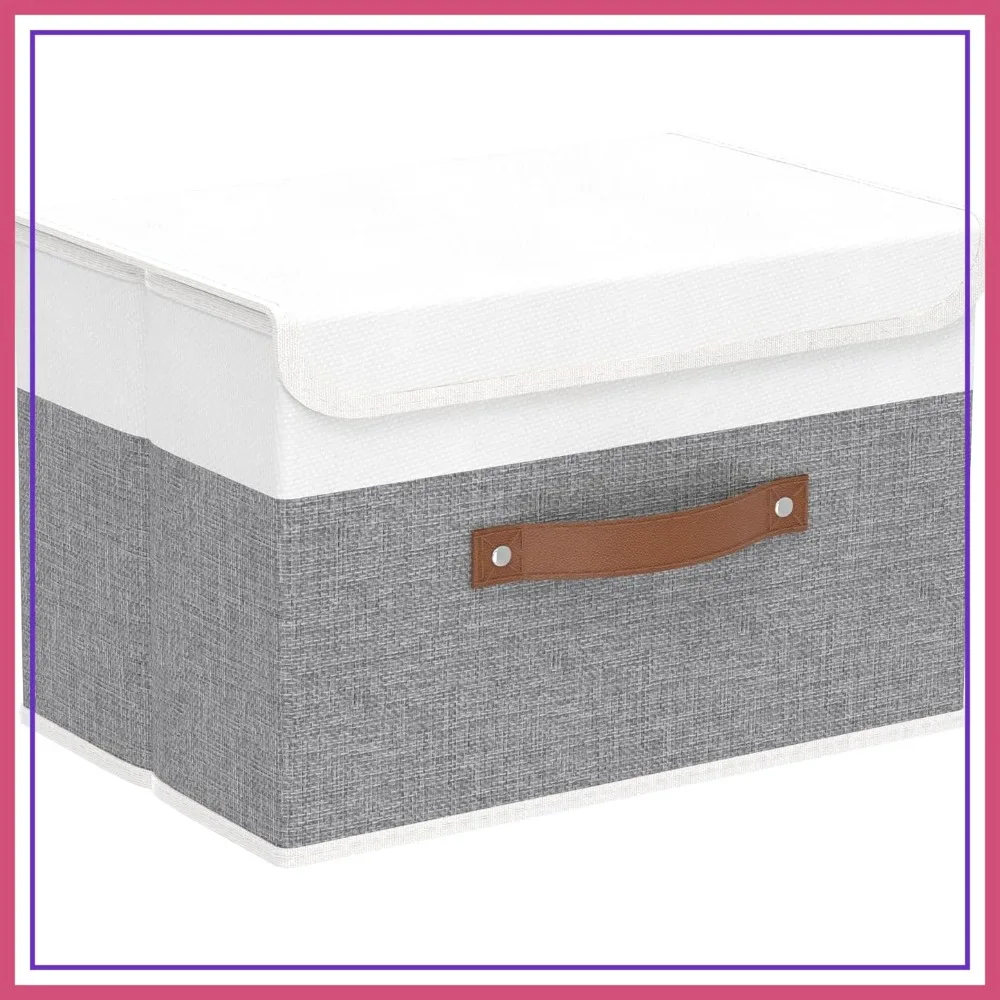 Linen Storage Boxes with Lids, 2-Pack, Washable Fabric Bins for Shelves, Leather Handles, 15x9.8x9.8 Inches, White/Grey
Linen Storage Boxes with Lids, 2-Pack, Washable Fabric Bins for Shelves, Leather Handles, 15x9.8x9.8 Inches, White/Grey