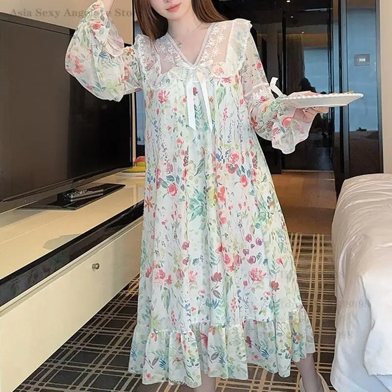 Women Nightdress New V-Neck Long Sleeve Nightgown Sleepwear Spring Summer Nightwear Home Clothes Printed Loungewear Lingerie
Women Nightdress New V-Neck Long Sleeve Nightgown Sleepwear Spring Summer Nightwear Home Clothes Printed Loungewear Lingerie