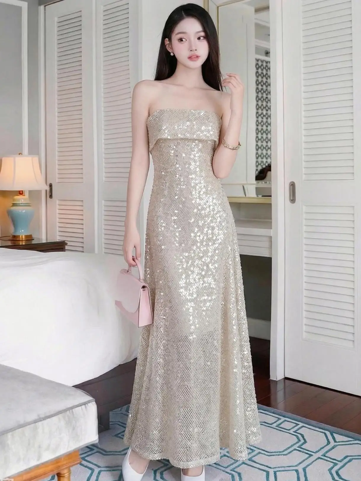 White Sequin Long Dress Elegant Lady Summer New Arrival High Waist Strapless Gown Perfect for Wedding And Banquet
White Sequin Long Dress Elegant Lady Summer New Arrival High Waist Strapless Gown Perfect for Wedding And Banquet