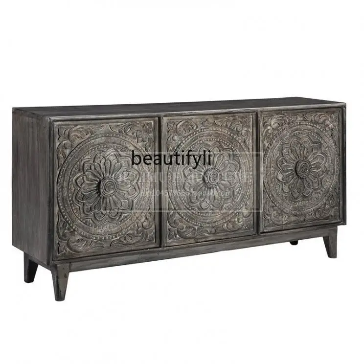American luxury solid wood carving flower entrance cabinet handmade retro old dining side cabinet living room TV cabinet
American luxury solid wood carving flower entrance cabinet handmade retro old dining side cabinet living room TV cabinet