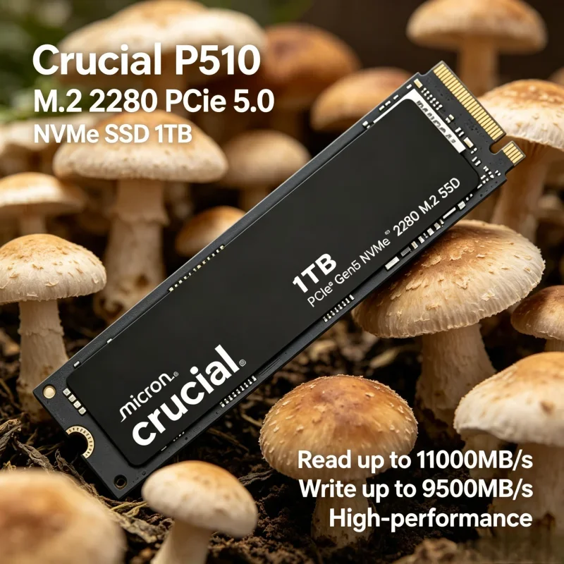 PCIe 5.0 NVMe M.2 2280 SSD, Crucial P510 1TB, 11000MB/s Read & 9500MB/s Write, Premium Performance Model Based on P3 Plus
PCIe 5.0 NVMe M.2 2280 SSD, Crucial P510 1TB, 11000MB/s Read & 9500MB/s Write, Premium Performance Model Based on P3 Plus