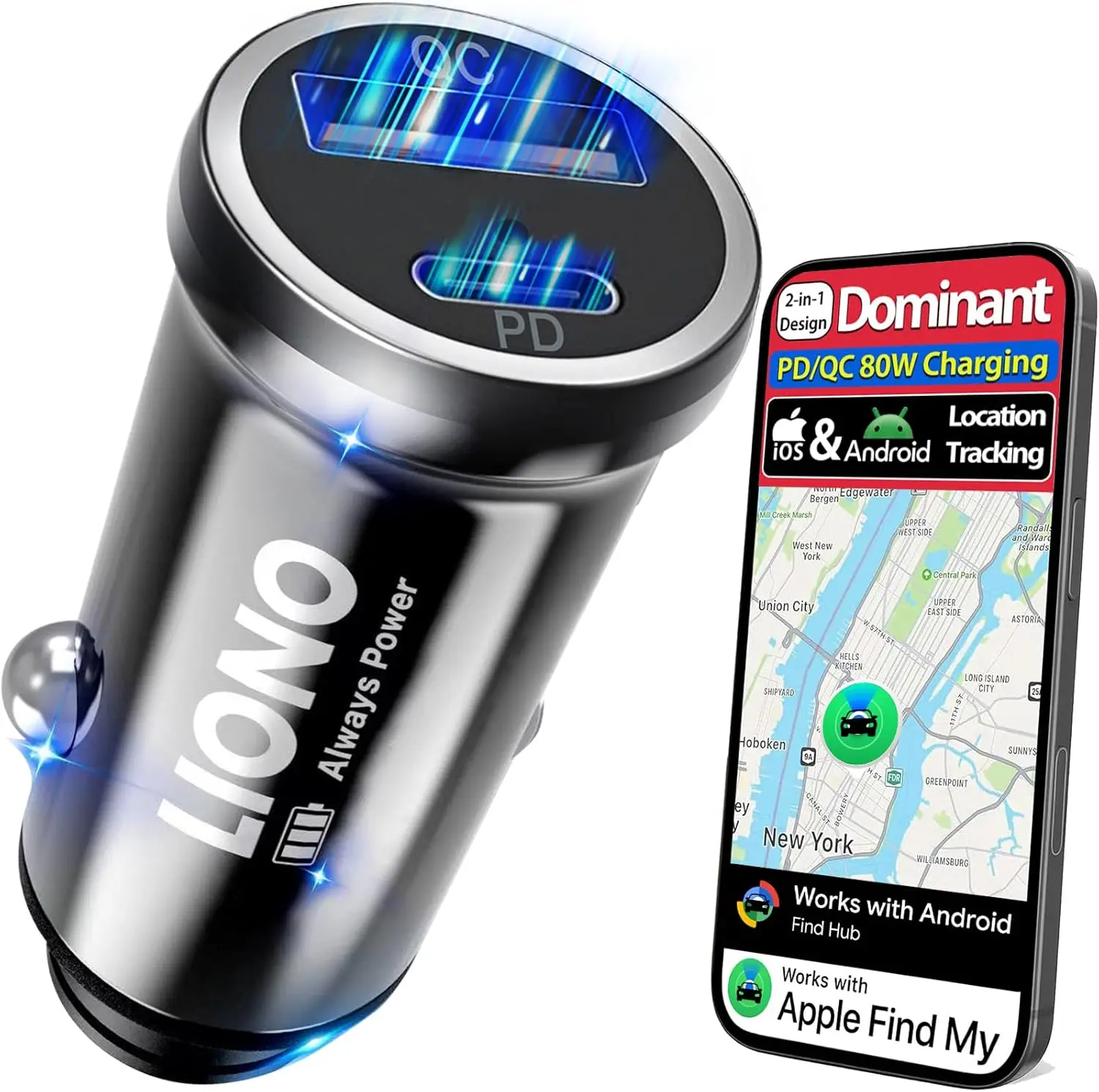 80W USB C Car Charger with GPS Tracker, Dual Port, 40W PD & QC for iPhone, Galaxy, Hidden Vehicle Tracking
80W USB C Car Charger with GPS Tracker, Dual Port, 40W PD & QC for iPhone, Galaxy, Hidden Vehicle Tracking