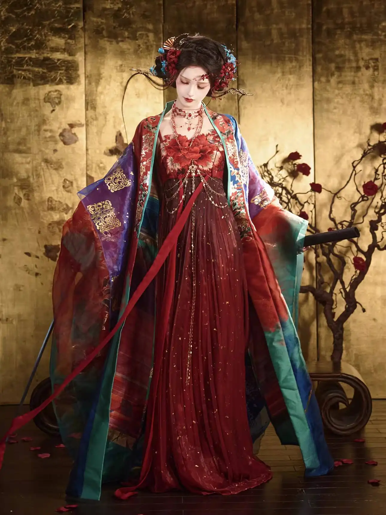 New Hanfu Women Heavy Industry Weaving Gold Large-sleeved Robe Embroidery Terminalia Skirt Fiesta Carnival Halloween Cosplay
New Hanfu Women Heavy Industry Weaving Gold Large-sleeved Robe Embroidery Terminalia Skirt Fiesta Carnival Halloween Cosplay