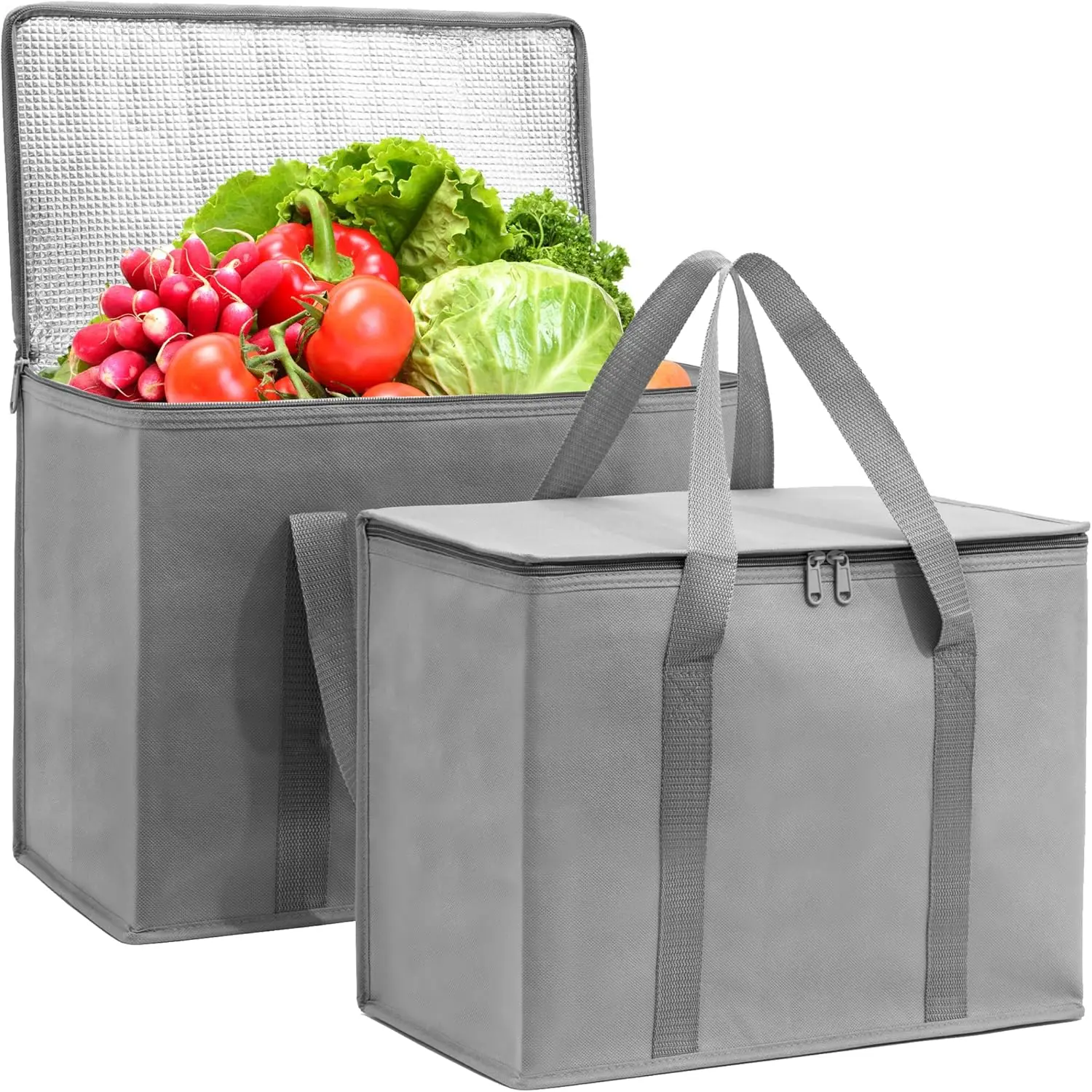 Insulated Reusable Grocery Bags for Hot and Cold Food, Collapsible Thermal Tote for Delivery
Insulated Reusable Grocery Bags for Hot and Cold Food, Collapsible Thermal Tote for Delivery