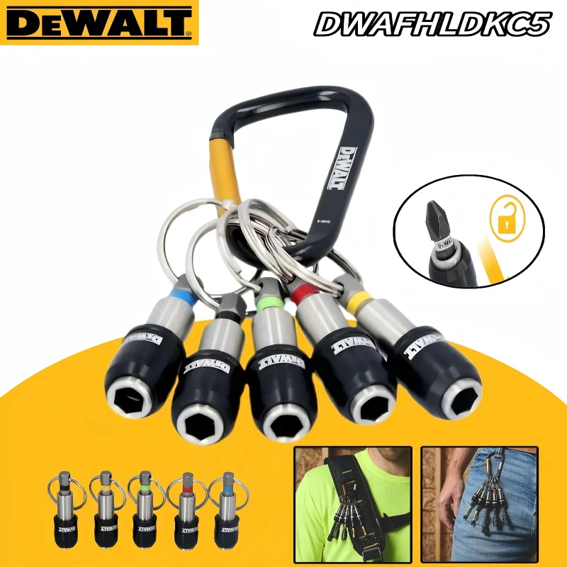 DEWALT Keyring Bit Holder Set 1/4'' Hex Durable Self-locking Metal Bit Holder Key Chain DWAFHLDKC5
DEWALT Keyring Bit Holder Set 1/4'' Hex Durable Self-locking Metal Bit Holder Key Chain DWAFHLDKC5