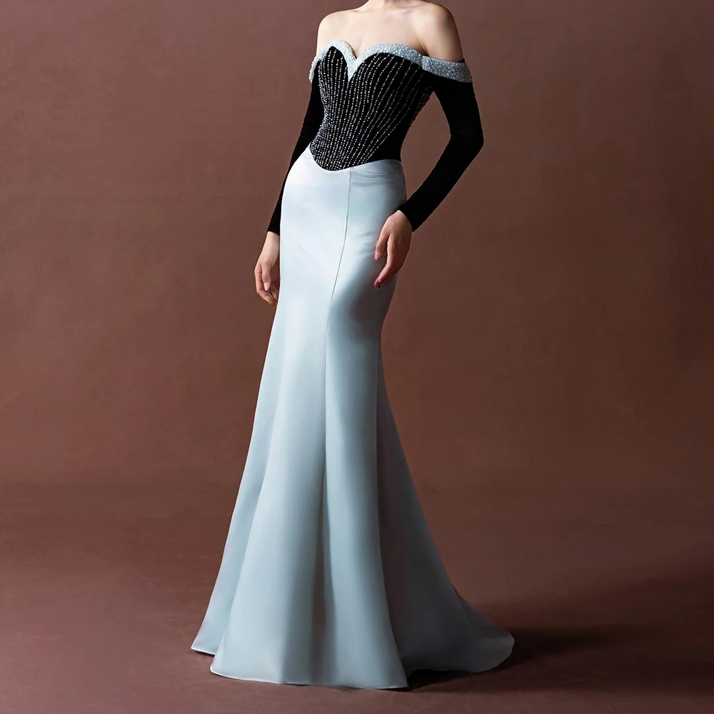 Вечерние платья русалки по индивидуальному заказу, длиной до пола, с открытыми плечами, с длинными рукавами, платье для выпускного вечера, модное простое драпированное вечернее платье с блестками
Вечерние платья русалки по индивидуальному заказу, длиной до пола, с открытыми плечами, с длинными рукавами, платье для выпускного вечера, модное простое драпированное вечернее платье с блестками