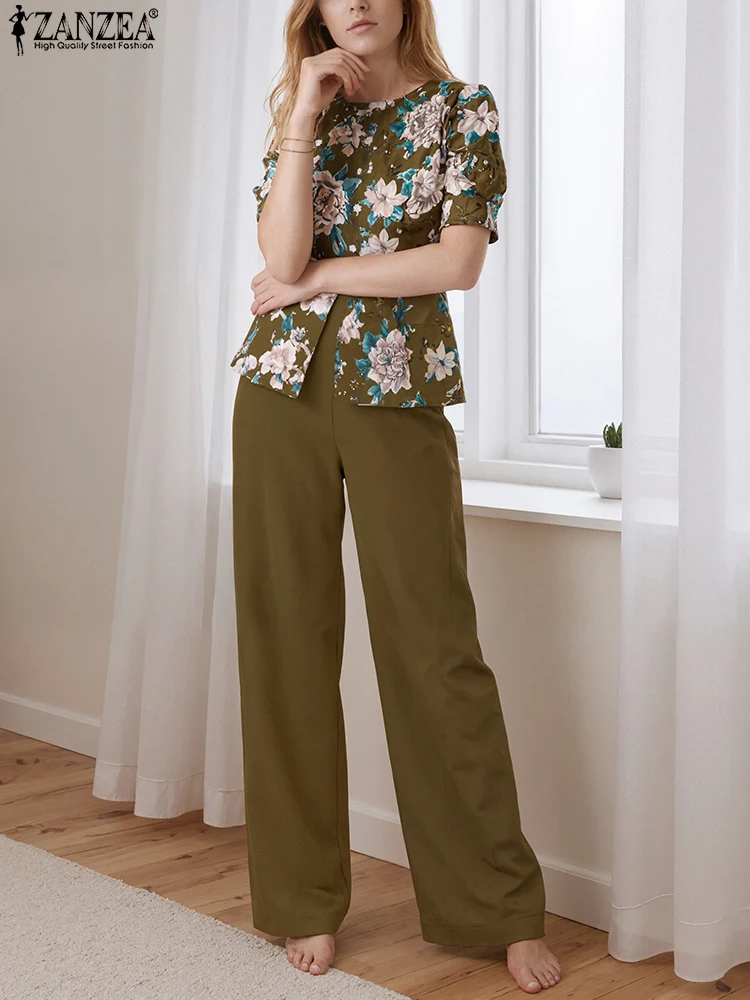 Women 2PCS ZANZEA Oversized Bohemian Pant Sets 2025 Summer Fashion Casual Floral Print Short Sleeve Shirts and Solid Long Pants
Women 2PCS ZANZEA Oversized Bohemian Pant Sets 2025 Summer Fashion Casual Floral Print Short Sleeve Shirts and Solid Long Pants