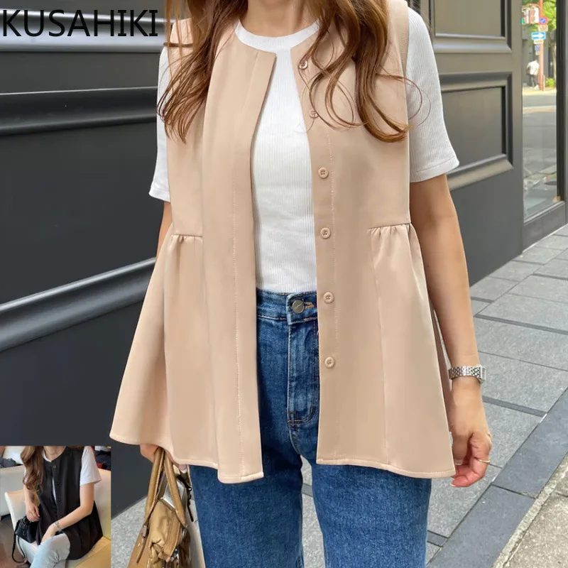 KUSAHIKI 2024 Women's Vest Top Fashionsolid Color Sleeveless Jacket Causal Single Breasted Round Neck Waistcoat
KUSAHIKI 2024 Women's Vest Top Fashionsolid Color Sleeveless Jacket Causal Single Breasted Round Neck Waistcoat