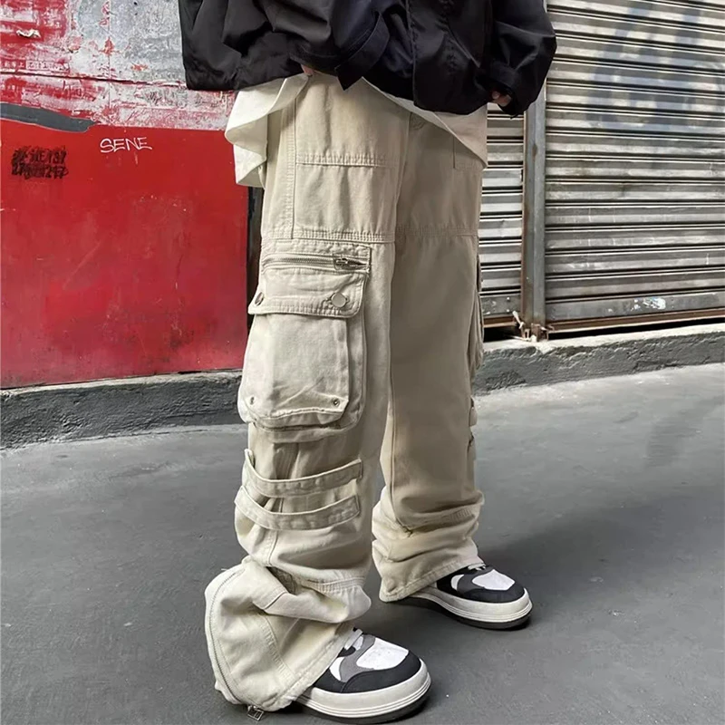 2024 Spring Summer Streetwear Pants Men Trendy Multi Pocket Zipper Design Cargo Pants Vintage Mens Solid Loose Straight Trousers
2024 Spring Summer Streetwear Pants Men Trendy Multi Pocket Zipper Design Cargo Pants Vintage Mens Solid Loose Straight Trousers