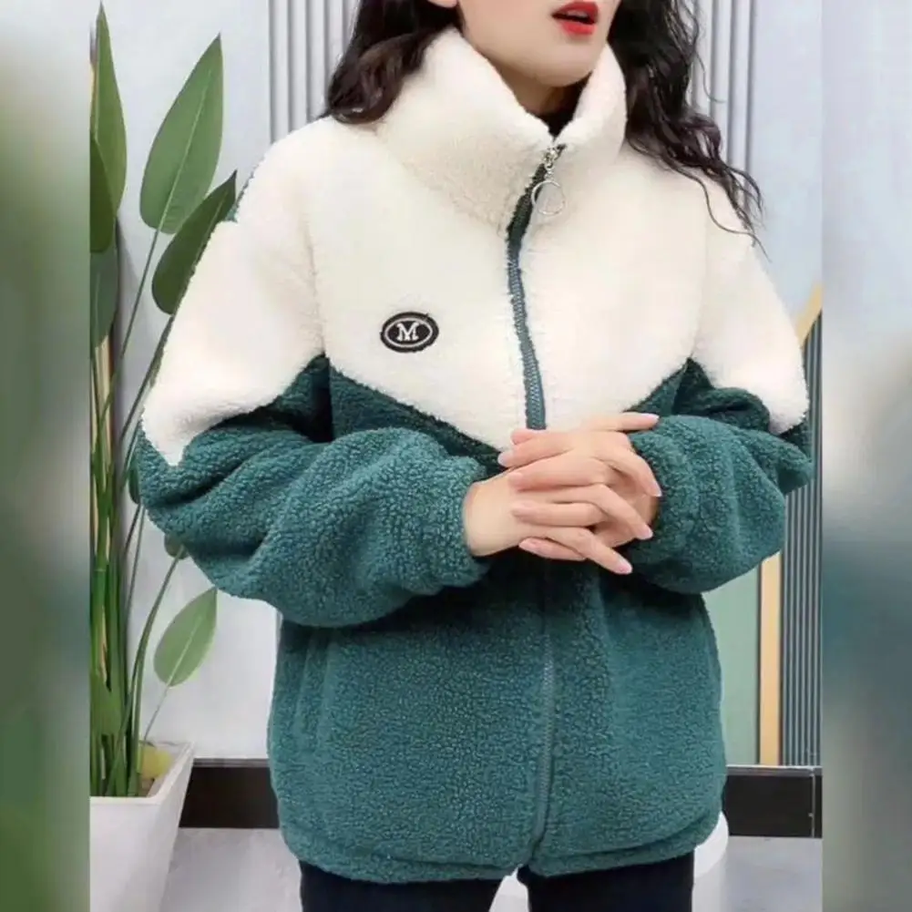 Women Coat Lady Winter Jacket Plush Winter Coat with Color Matching Stand Collar Zipper Closure for Women Long Sleeve Cardigan
Women Coat Lady Winter Jacket Plush Winter Coat with Color Matching Stand Collar Zipper Closure for Women Long Sleeve Cardigan
