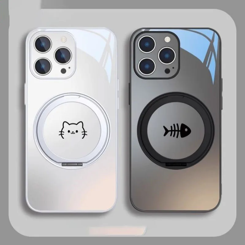 Cute Cat Fishbone Mirror Phone Case With 360° Magnetic Ring Stand For IPhone 17 16 15 14 13 Pro Max Shockproof Protective Cover
Cute Cat Fishbone Mirror Phone Case With 360° Magnetic Ring Stand For IPhone 17 16 15 14 13 Pro Max Shockproof Protective Cover