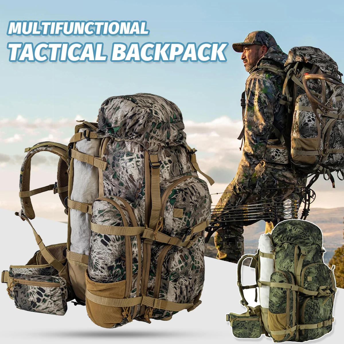 Tactical Hunting Backpack with Waterproof Rain Cover Multi Men's Women's Military Backpacks for Camping Hiking Wild Adventure
Tactical Hunting Backpack with Waterproof Rain Cover Multi Men's Women's Military Backpacks for Camping Hiking Wild Adventure