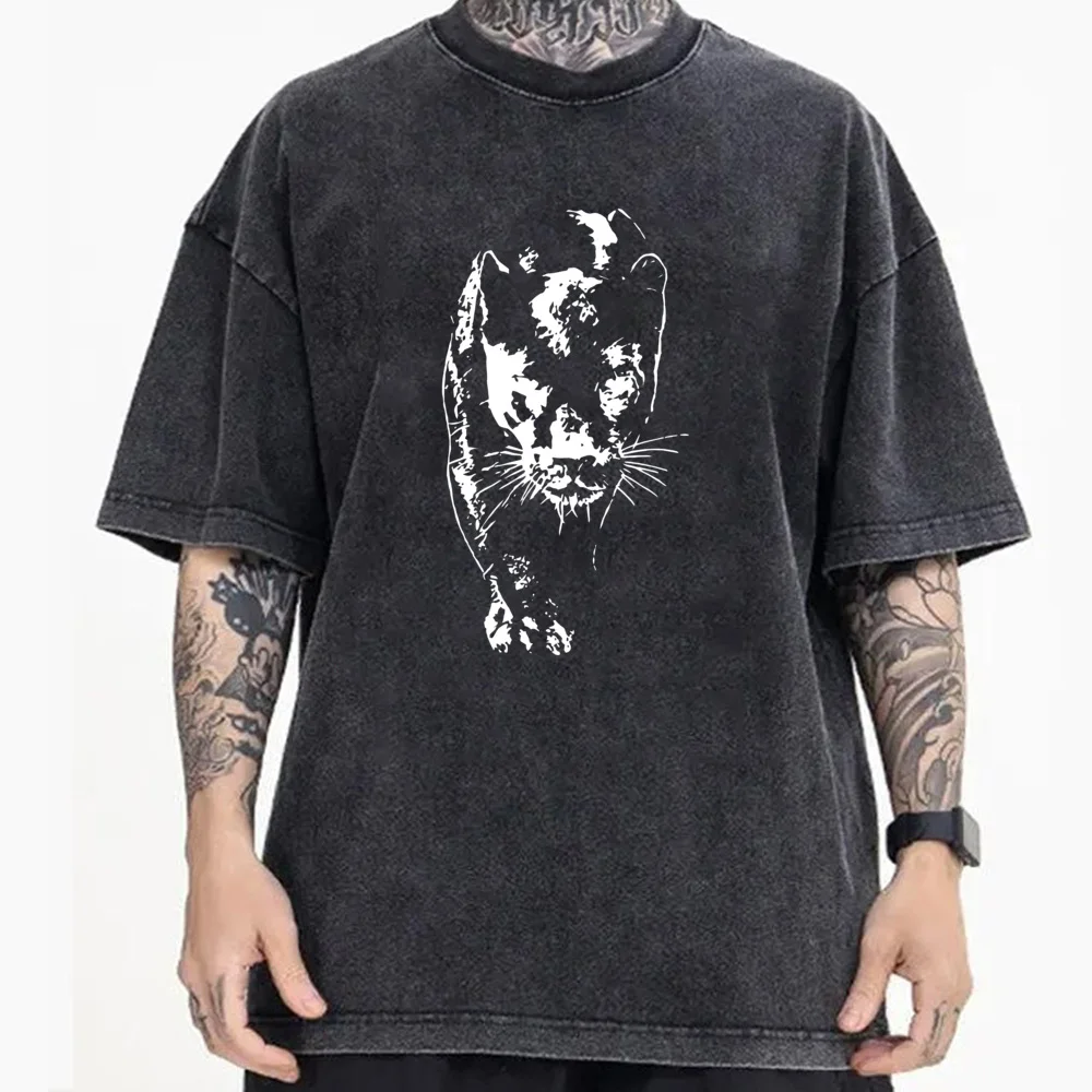 Panther Print Latest Mens Retro Washed T Shirts Round Collar Short Sleeve 100% Cotton Fabric Tops Tees Hip hop Washed Tshirts
Panther Print Latest Mens Retro Washed T Shirts Round Collar Short Sleeve 100% Cotton Fabric Tops Tees Hip hop Washed Tshirts