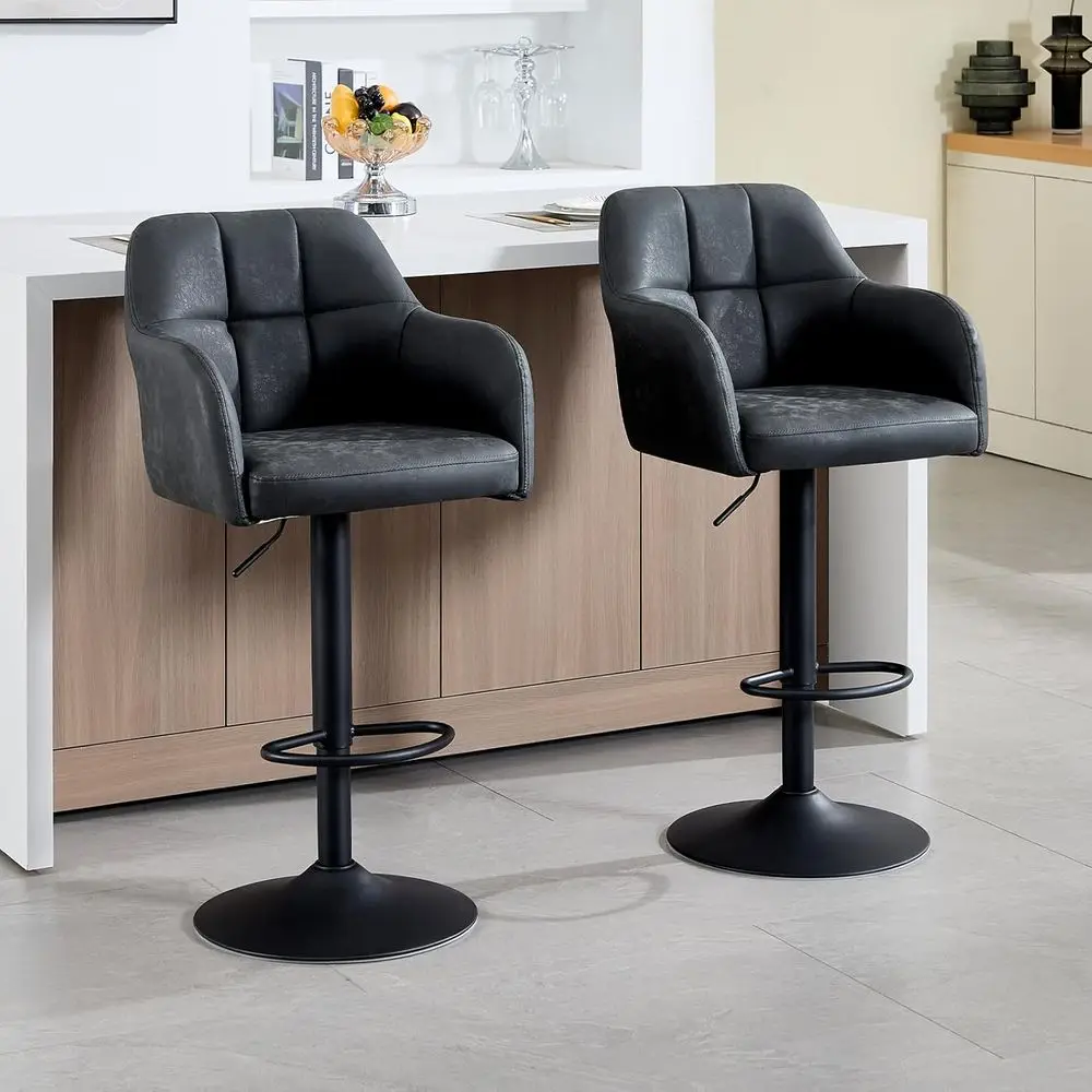 Set of 2 Leather Upholstered Swivel Bar Stools with Armrests, Adjustable Counter Height, Suitable for Kitchen/Dining/Cafe, Gray
Set of 2 Leather Upholstered Swivel Bar Stools with Armrests, Adjustable Counter Height, Suitable for Kitchen/Dining/Cafe, Gray