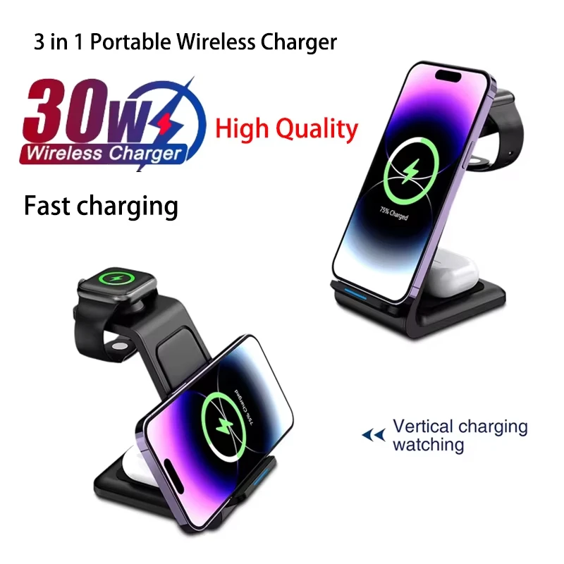 Universal 25W Fast Charging Dock Station Vertical Phone Stand Holder 3 in 1 Wireless Charger for iPhone
Universal 25W Fast Charging Dock Station Vertical Phone Stand Holder 3 in 1 Wireless Charger for iPhone