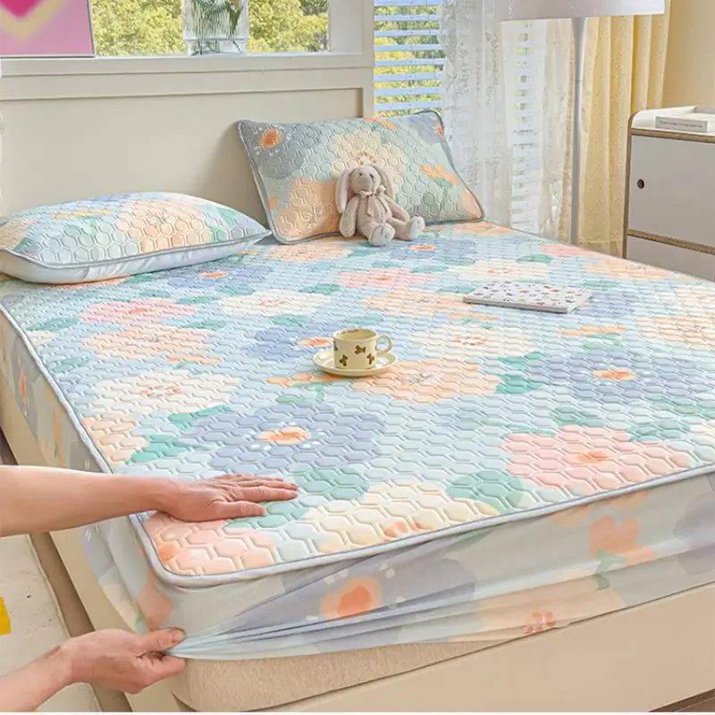 2/3Pcs Bed Fitted Sheet Set with Pillowcases, Cool Silk Latex Cooling Summer Thick Ice Silk Fitted Sheet for Single Double Bed
2/3Pcs Bed Fitted Sheet Set with Pillowcases, Cool Silk Latex Cooling Summer Thick Ice Silk Fitted Sheet for Single Double Bed