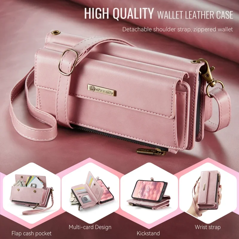 CaseMe Lanyard Leather Zip Wallet Multi Card Phone Case for Samsung Galaxy S25 Ultra S24 FE S23 Plus S22 S21 S20 A16 A56 Cover
CaseMe Lanyard Leather Zip Wallet Multi Card Phone Case for Samsung Galaxy S25 Ultra S24 FE S23 Plus S22 S21 S20 A16 A56 Cover