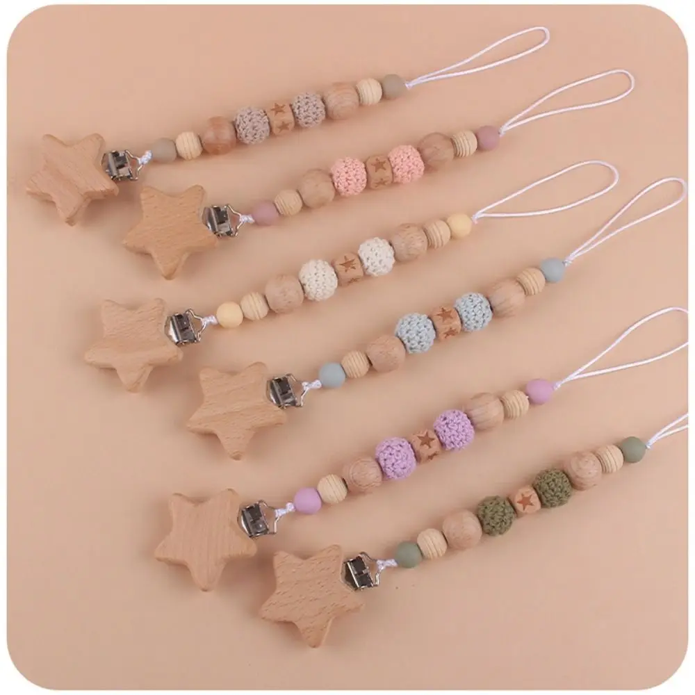 Dummy Clips Pacifier Holder Clips Star Wooden Bead Baby Pacifier Chain Soother Holder Nipple Holder Clips
Dummy Clips Pacifier Holder Clips Star Wooden Bead Baby Pacifier Chain Soother Holder Nipple Holder Clips