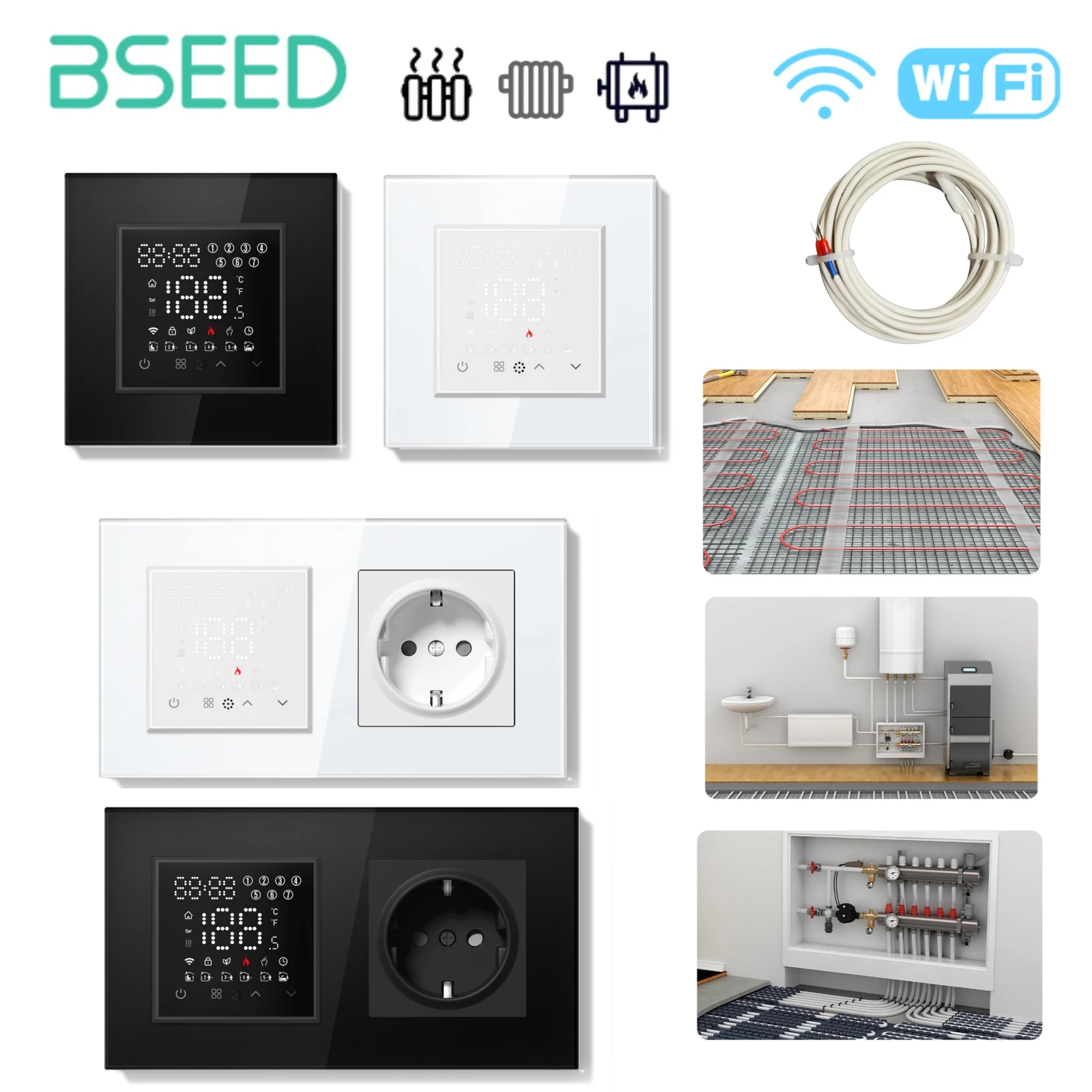 Bseed Wi-Fi термостат водяной электрический теплый пол с подогревом газовый котел температура пульт дистанционного управления розетка с серой Alexa E
Bseed Wi-Fi термостат водяной электрический теплый пол с подогревом газовый котел температура пульт дистанционного управления розетка с серой Alexa E